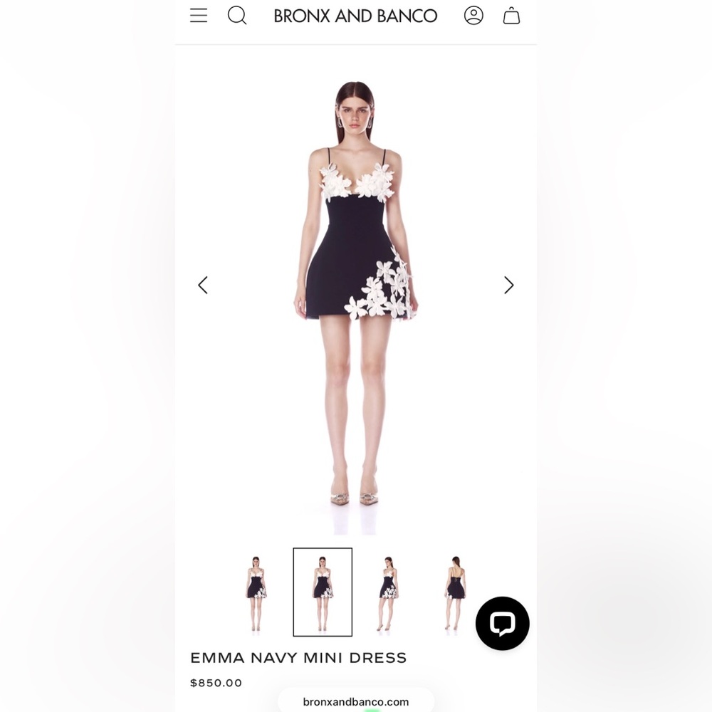 NEW BRONX AND BANCO EMMA MINI Black and White Floral Appliqué Mini Dress - Picture 2 of 10